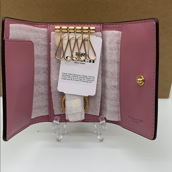 COACH Five Ring Key Case In Signature Canvas - Picture 9 of 16